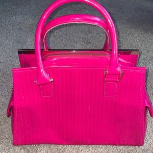 Ted Baker Embossed Patent Leather Tote Fuchsia Pink with Gold toned Hardware